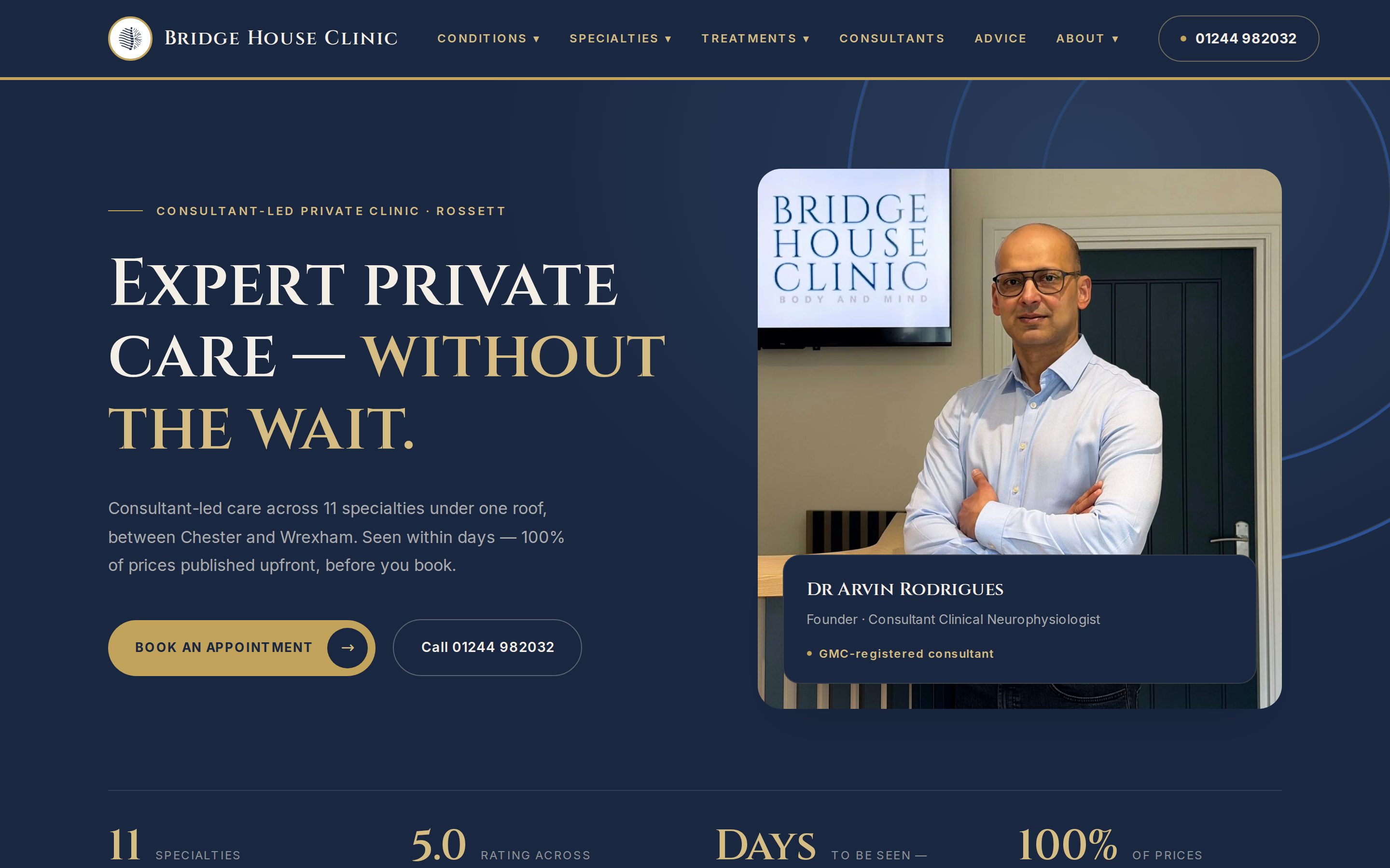 Bridge House Clinic — the refreshed homepage
